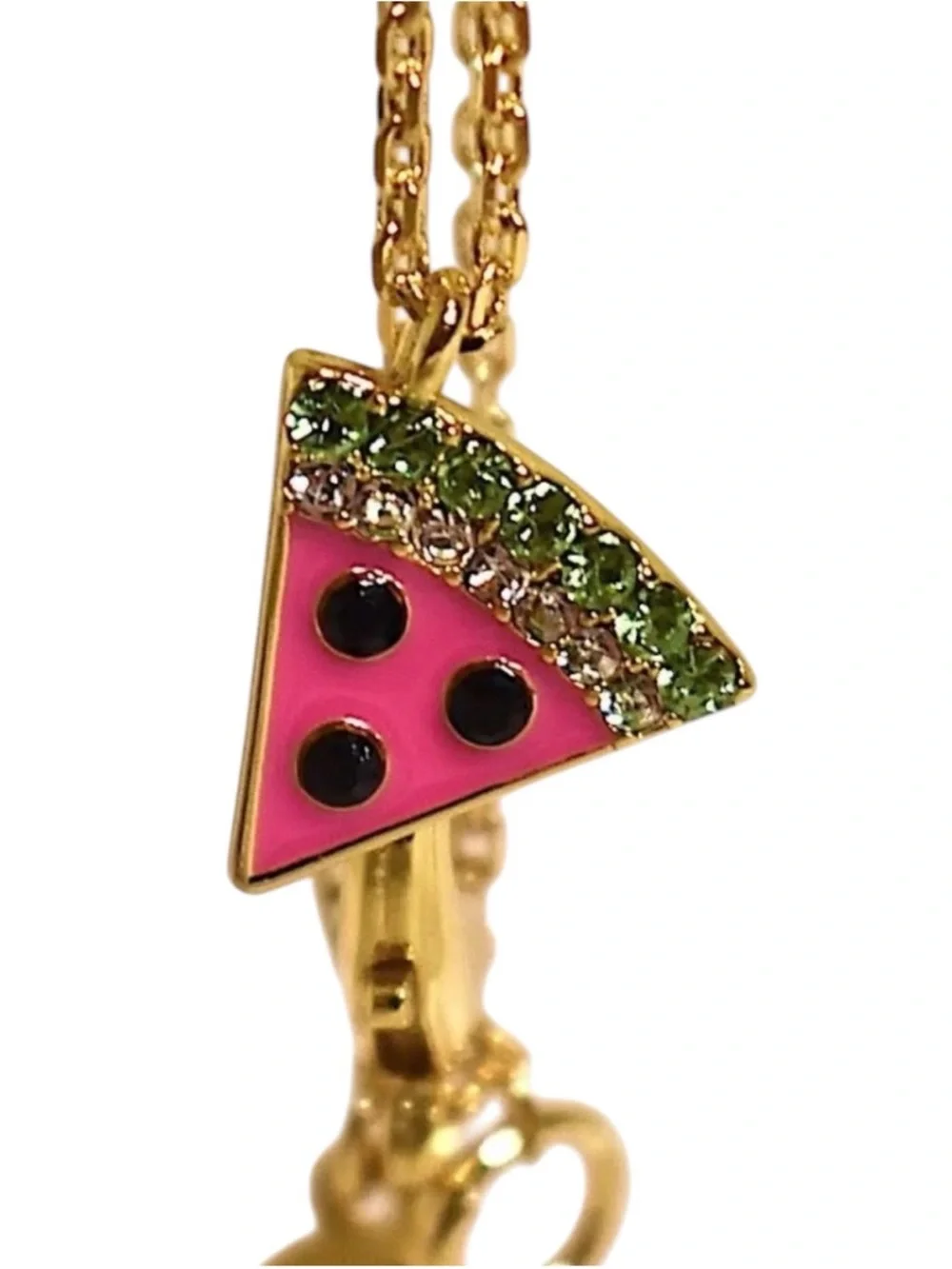 Kate Spade Picnic Perfect Watermelon Pendant Necklace NWT Gold Enamel Crystal